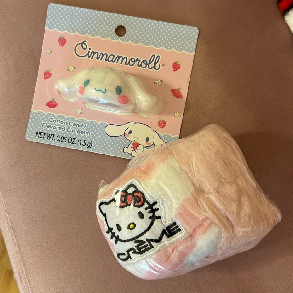 Hello kitty spa headband and cinnamoroll lip balm